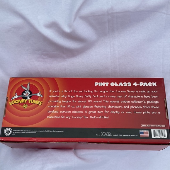 Looney Tunes Set of 4 Pint Drinking Glasses - Picture 4 of 7